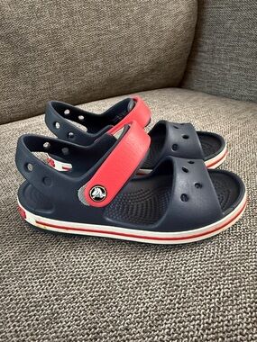 Crocs Crocband Toddler Boy Sandals Navy Red 12 C Used